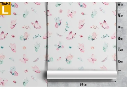 Wallpaper decoration for children with butterflies and ribbons. 2