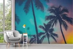 Carta da Parati cielo e palme tropicali