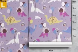 Carta da Parati bambini decorazione dinosauri.