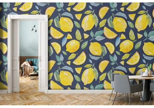 Wallpaper decoration pattern lemons.