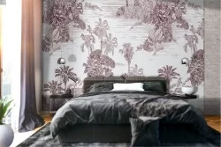 Tropical nature vintage wallpaper decoration.