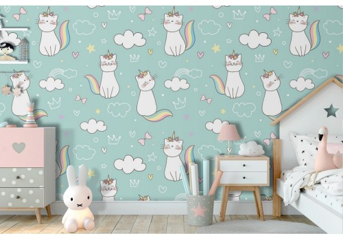 Fantasy unicorn children's wallpaper decoration.