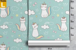 Carta da Parati decorazione fantasy unicorni bambini.