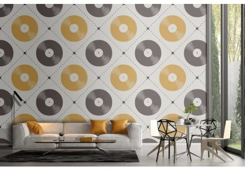 Carta da Parati decorazione dischi vinile vintage.