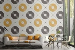 Vintage vinyl records wallpaper decoration.