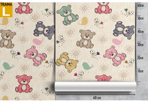 Carta da Parati decorazione bambini orsetti peluche. 2