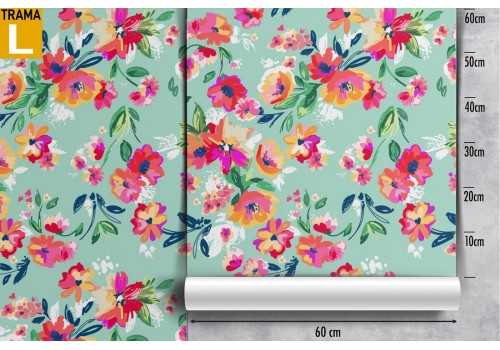 Wallpaper decoration with pink and white flowers. 2