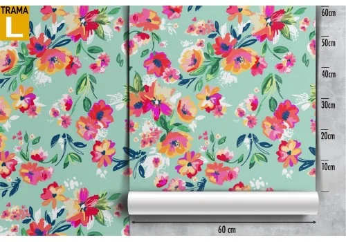 Wallpaper decoration with pink and white flowers. 2