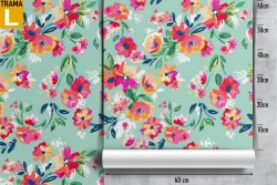 Carta da Parati decorazione fiori rosa e bianchi.