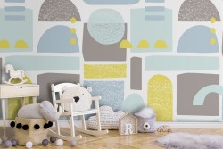 Carta da Parati bambini design fantasia astratta.