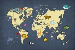 Carta da Parati Mappe Città Trasporti Bambini Animali uccelli Mappe