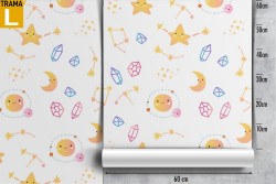 Carta da Parati bambini decorazione stelle e pianeti.