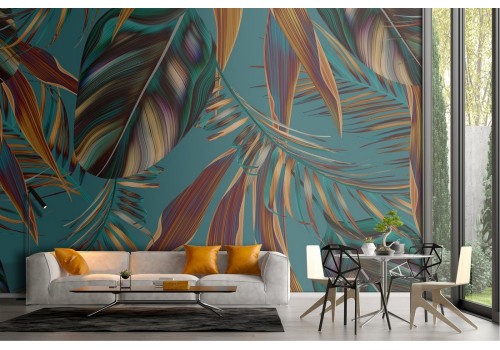 Wallpaper painted with plants and leaves 2