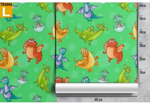 Carta da Parati decorazione bambini dinosauri e draghi. 2