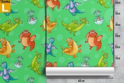 Wallpaper decoration for children dinosaurs and dragons.
