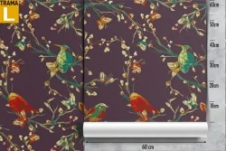 Wallpaper abstract decoration flowers and little birds.