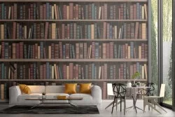 Carta da Parati decorazione libreria 3D.