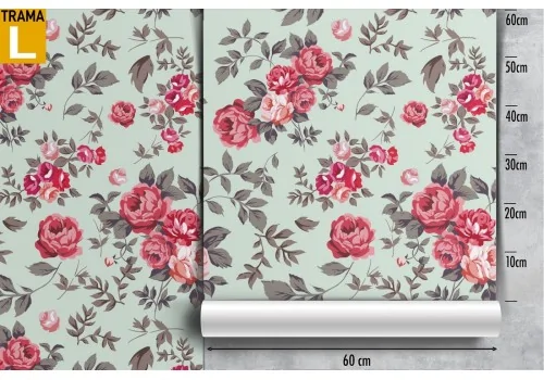 Vintage red roses floral wallpaper decoration. 2