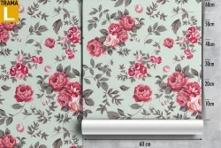 Carta da Parati decorazione fiori rose rosse vintage.