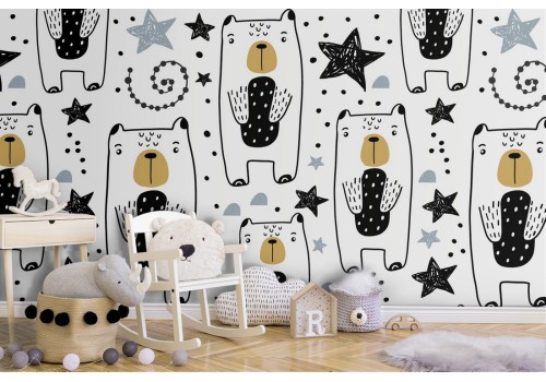 Wallpaper decoration children's stylized bears.