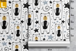 Carta da Parati decorazione bambini orsi stilizzati.