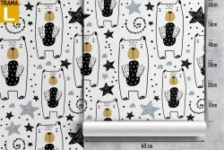 Wallpaper decoration children's stylized bears.