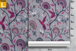 Wallpaper decoration nature birds and plants.
