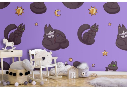 Children's wallpaper decoration cat.