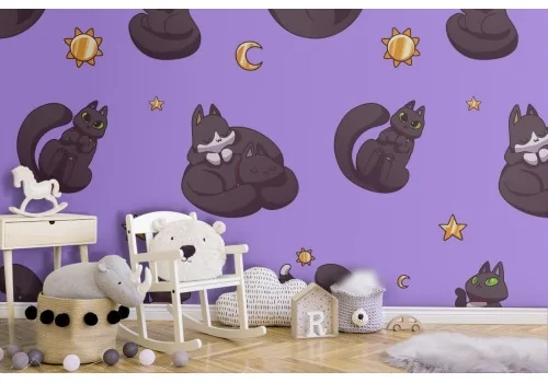 Children's wallpaper decoration cat.