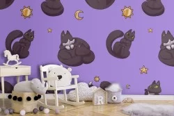 Carta da Parati decorazione bambini gatto.