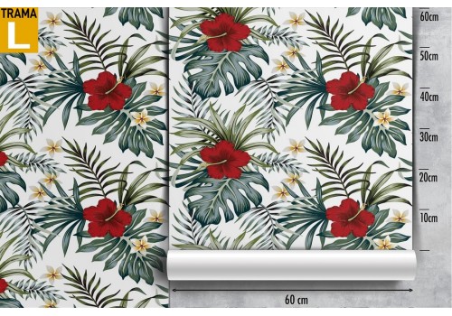 Wallpaper decoration with tropical flowers and leaves. 2