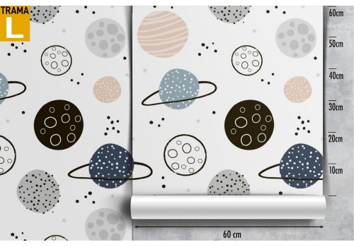 Children's wallpaper with stylized planets. 2