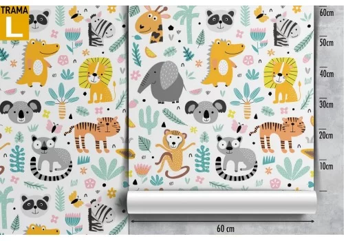 Carta da Parati bambini animali foresta giungla. 2