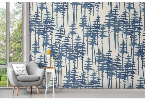 Carta da Parati pattern natura alberi stilizzati.