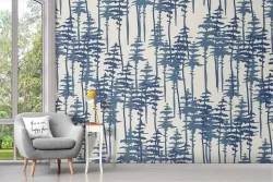 Carta da Parati pattern natura alberi stilizzati.