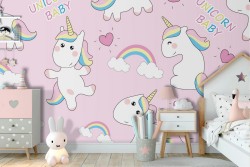Carta da Parati decorazione bambini unicorni.