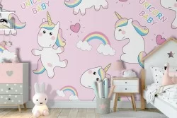 Unicorn decoration wallpaper for children.