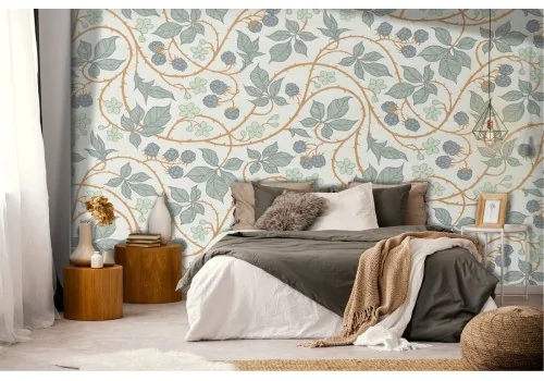 Wallpaper decoration nature flowers and vines.