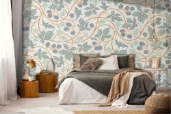 Wallpaper decoration nature flowers and vines.