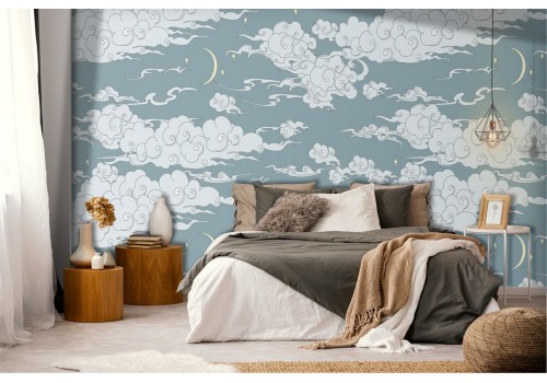 Wallpaper decoration stylized clouds.