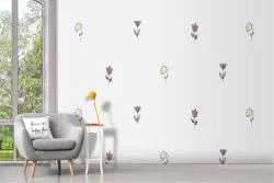 Carta da Parati decorazione fiori stilizzati natura.