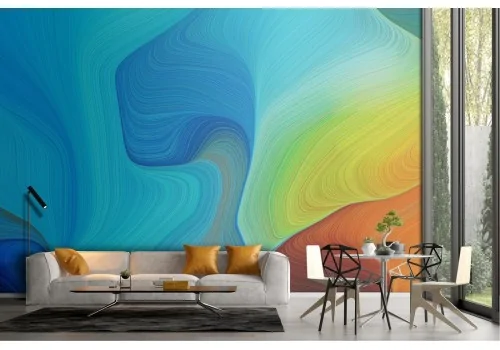 Modern abstract waves painted wallpaper