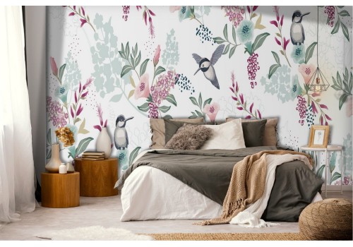 Wallpaper decoration stylized flowers.