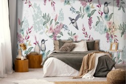 Wallpaper decoration stylized flowers.