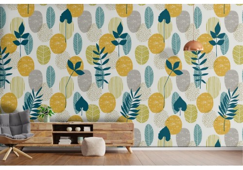 Wallpaper decoration stylized nature leaves.
