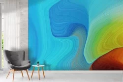 Modern abstract wave painted wallpaper