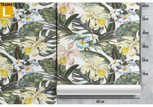 Tropical leaves and flowers wallpaper decoration. 2