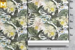 Carta da Parati Fiori Foglie Natura Tropicale