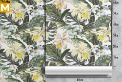 Tropical Nature Flowers Leaves Wallpaper