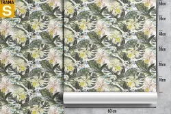 Carta da Parati Design e Stili Flora e Fauna Fiori Foglie Natura Tropicale